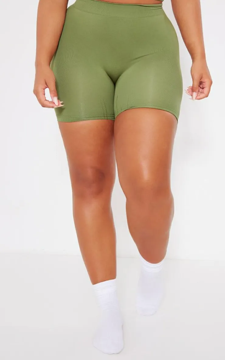 PrettyLittleThing Shape Fitted Seamless Shorts Khaki
