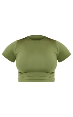 PrettyLittleThing Shape Fitted Seamless Shorts Khaki