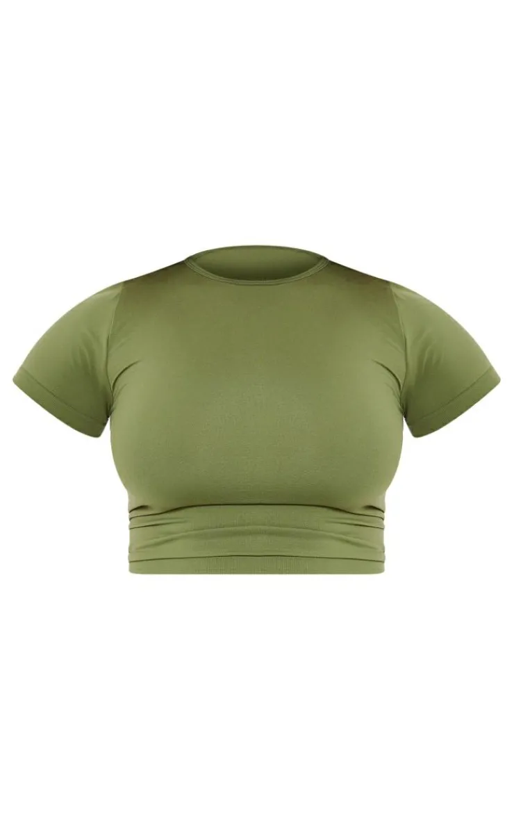 PrettyLittleThing Shape Fitted Seamless Shorts Khaki