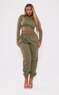 Online PrettyLittleThing Shape High Waisted Cuffed Sweatpants Khaki