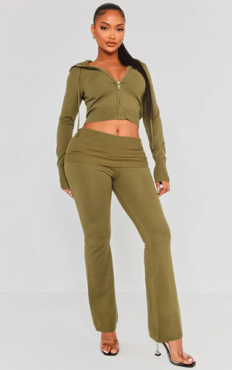 PrettyLittleThing Knitted Two Piece Sets*Shape Knit High Waist Foldover Waist Leggings