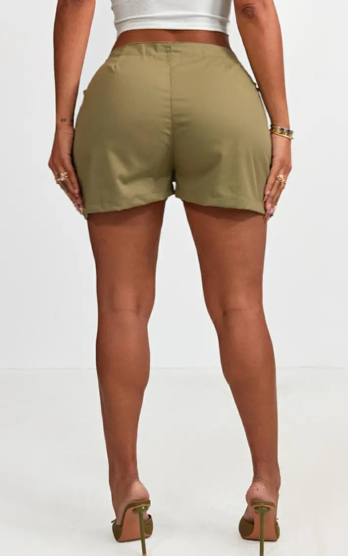 Shape Khaki Lace Up Front Twill Shorts
