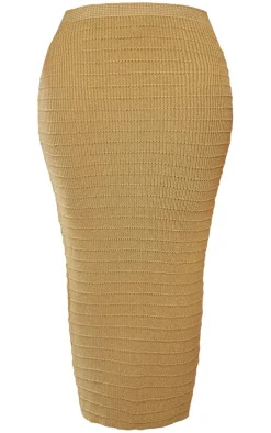 Best PrettyLittleThing Shape Panelled Knit Midaxi Skirt Khaki