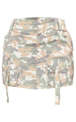 Shape Khaki Pixel Camo Printed Pocket Mini Skirt