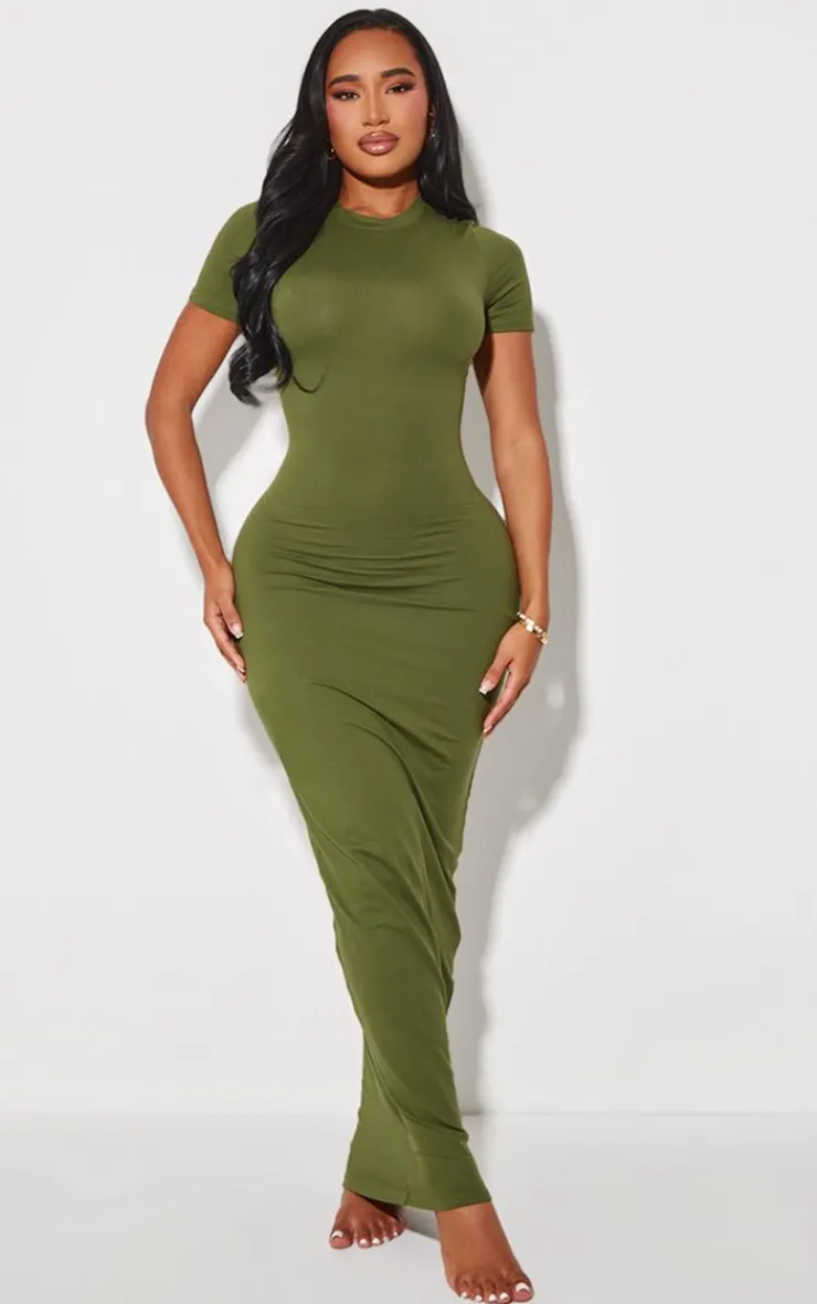 PrettyLittleThing Snatched*Shape Sculpted Short Sleeve Maxi Dress