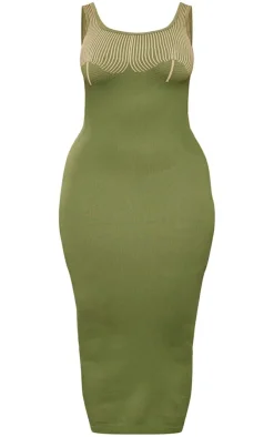 PrettyLittleThing Snatched*Shape Snatched Rib Contrast Midi Dress