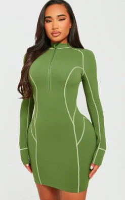 Shape Soft Seamless Contrast Long Sleeve Bodycon Dress-PrettyLittleThing Hot