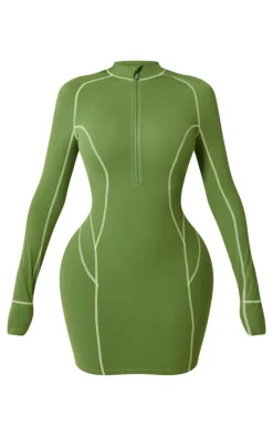 Shape Soft Seamless Contrast Long Sleeve Bodycon Dress-PrettyLittleThing Hot