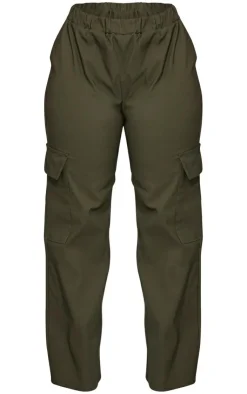 Discount PrettyLittleThing Shape Stretch Woven Pocket Detail Wide Leg Pants Khaki