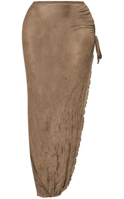New PrettyLittleThing Shape Textured Jersey Maxi Skirt Khaki