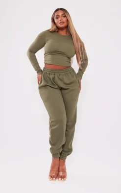 New PrettyLittleThing Shape Underbust Long Sleeve Top Khaki
