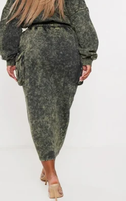 Outlet PrettyLittleThing Shape Washed Sweat Maxi Skirt Khaki