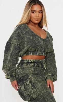 Outlet PrettyLittleThing Shape Washed Sweat Maxi Skirt Khaki
