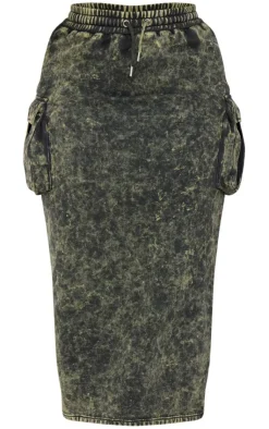 Outlet PrettyLittleThing Shape Washed Sweat Maxi Skirt Khaki