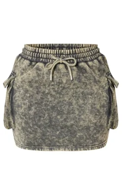 Outlet PrettyLittleThing Shape Washed Sweat Mini Skirt Khaki