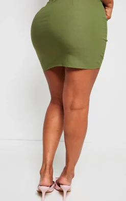 Best PrettyLittleThing Shape Woven Mini Skirt Khaki