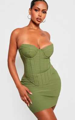 Best PrettyLittleThing Shape Woven Mini Skirt Khaki