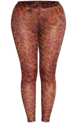 Best PrettyLittleThing Shape Leopard Mesh Leggings Black