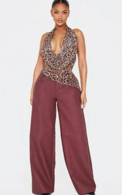 PrettyLittleThing Sleeveless Tops*Shape Print Halter Neck Cowl Top