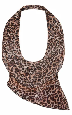 PrettyLittleThing Sleeveless Tops*Shape Print Halter Neck Cowl Top