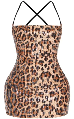 Shape Sequin Halter Neck Strap Mini Dress-PrettyLittleThing Clearance