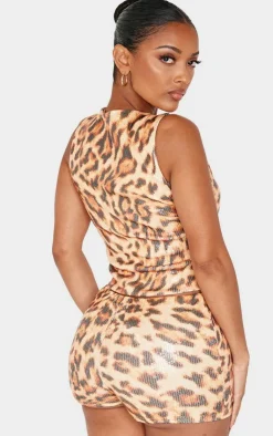 Outlet PrettyLittleThing Shape Sequin Top Leopard