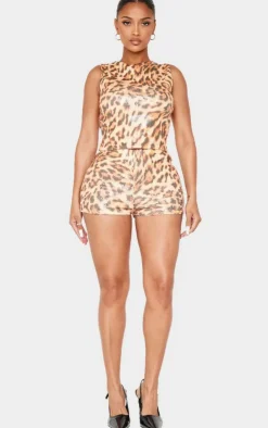 Outlet PrettyLittleThing Shape Sequin Top Leopard