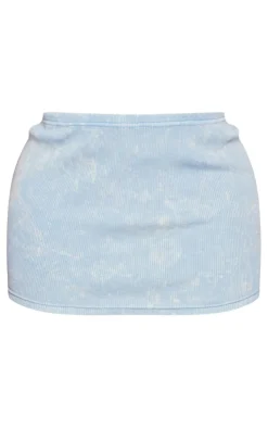 Best PrettyLittleThing Shape Heavy Rib Low Rise Micro Mini Skirt Light Blue