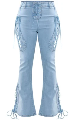 Shape Stretch Denim Lace Up Flare Jeans-PrettyLittleThing Discount