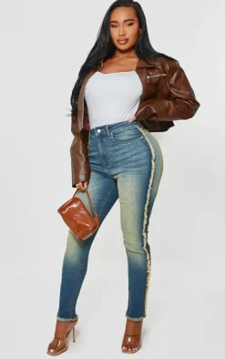 Shape Light Blue Stretch Denim Fray Detail Skinny Jeans