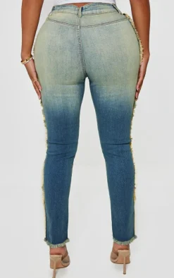 Shape Light Blue Stretch Denim Fray Detail Skinny Jeans
