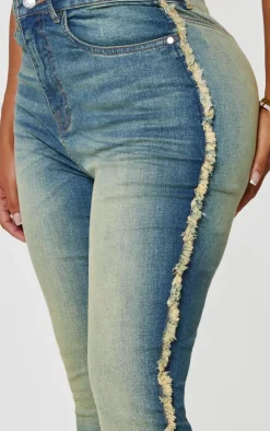Shape Light Blue Stretch Denim Fray Detail Skinny Jeans