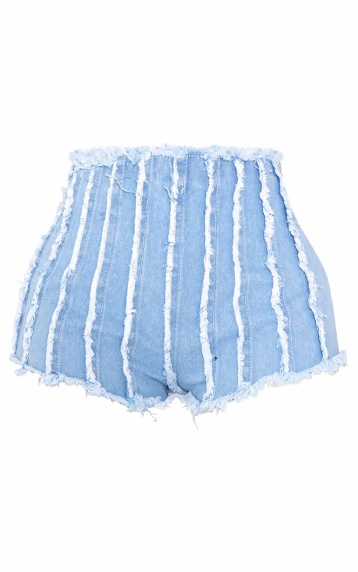 Shape Light Blue Wash Denim Seam Detail Shorts