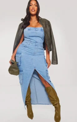 Shape Denim Front Split Cargo Dress-PrettyLittleThing Outlet