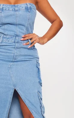 Shape Denim Front Split Cargo Dress-PrettyLittleThing Outlet