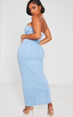 Shape Denim Zip Through Maxi Dress-PrettyLittleThing Hot