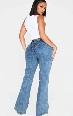 Shape Denim Lace Up Back Flare Jeans-PrettyLittleThing New