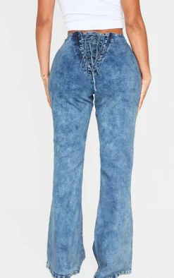 Shape Denim Lace Up Back Flare Jeans-PrettyLittleThing New
