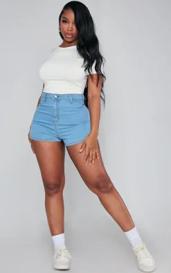 Shape Light Blue Wash Disco Denim Shorts