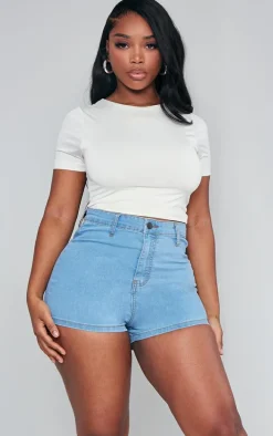 Shape Light Blue Wash Disco Denim Shorts