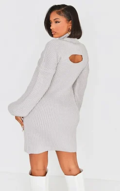 Shape 2 In 1 High Neck Balloon Sleeve Bodycon Sweater Dress-PrettyLittleThing Outlet