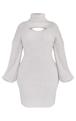 Shape 2 In 1 High Neck Balloon Sleeve Bodycon Sweater Dress-PrettyLittleThing Outlet