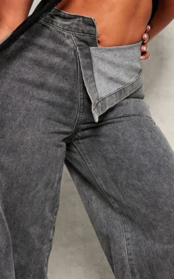 Shape Light Grey Foldover Waist Wide Leg Jeans