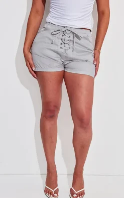Shape Lace Up Front Twill Shorts-PrettyLittleThing Clearance