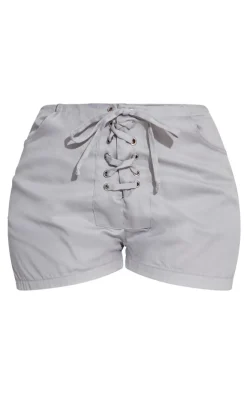 Shape Lace Up Front Twill Shorts-PrettyLittleThing Clearance