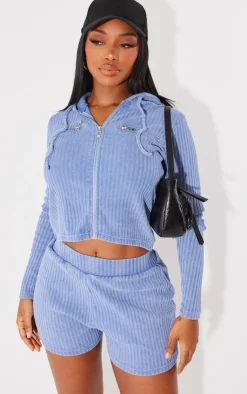 Discount PrettyLittleThing Shape Rib Booty Shorts Light Grey