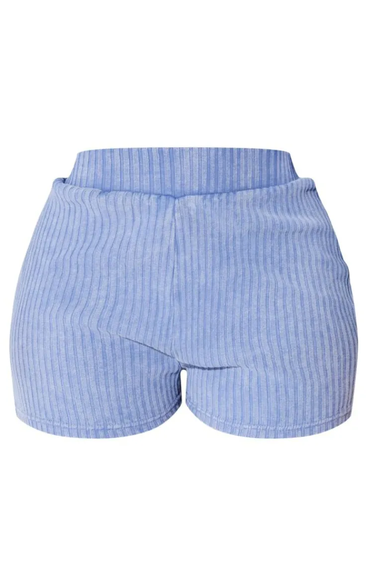Discount PrettyLittleThing Shape Rib Booty Shorts Light Grey