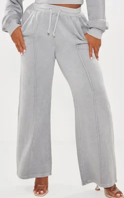 Best PrettyLittleThing Shape Sweat Seam Detail Wide Leg Sweatpants Light Grey