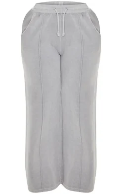 Best PrettyLittleThing Shape Sweat Seam Detail Wide Leg Sweatpants Light Grey
