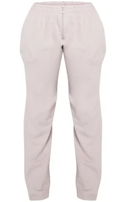 Clearance PrettyLittleThing Shape Washed Zip Waist Straight Leg Sweatpants Light Grey